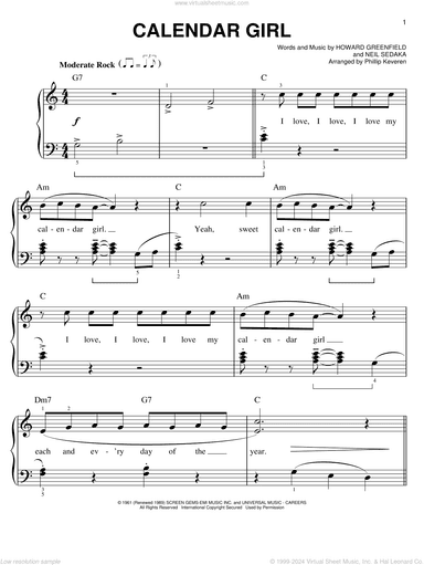Calendar Girl (arr. Phillip Keveren)