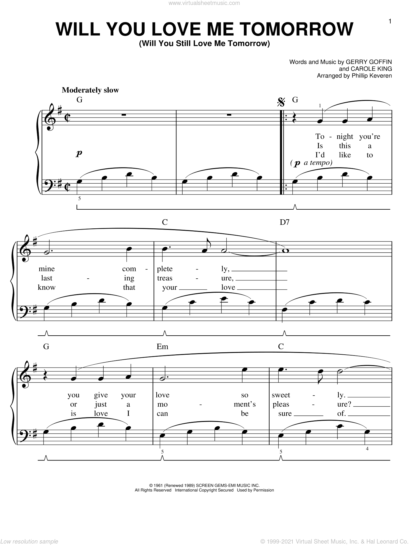 Will You Love Me Tomorrow (Will You Still Love Me Tomorrow) (arr. Phillip Keveren)