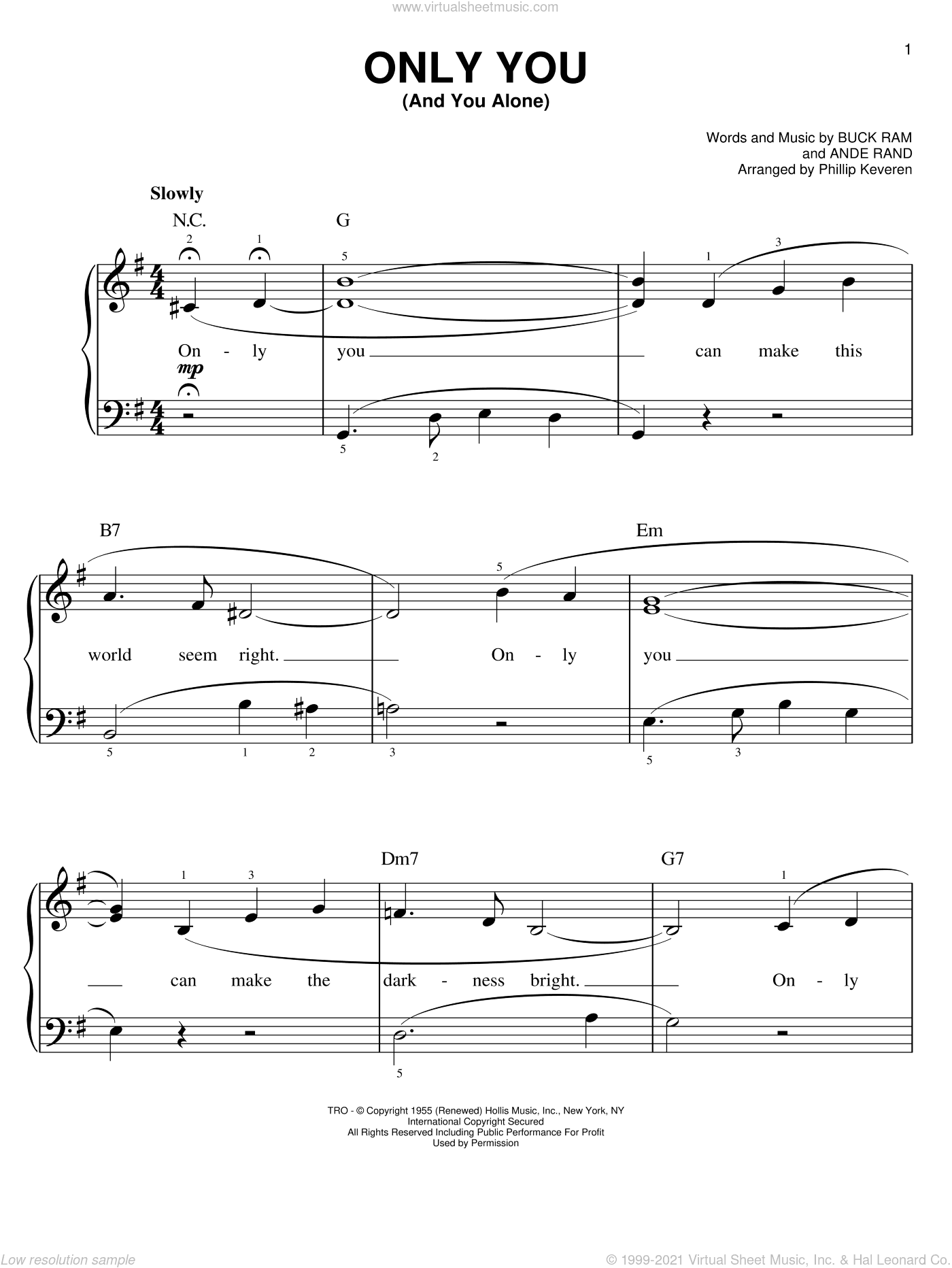 Only You (And You Alone) (arr. Phillip Keveren)