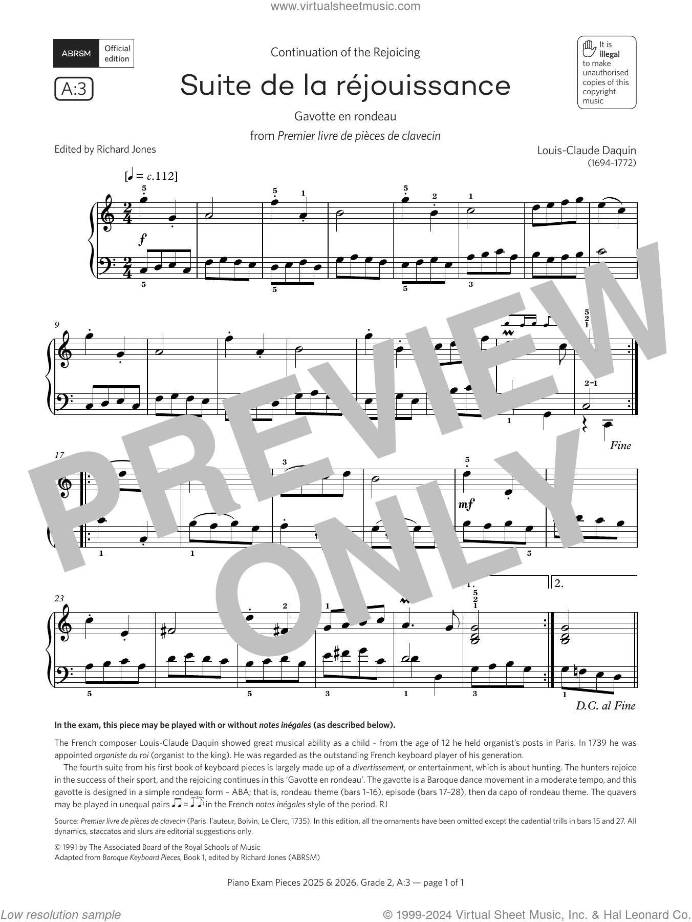 Suite de la rejouissance (Grade 2, list A3, from the ABRSM Piano Syllabus 2025 and 2026)
