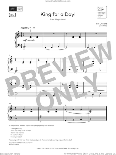 King for a Day! (Grade Initial, list B2, from the ABRSM Piano Syllabus 2025 and 2026)