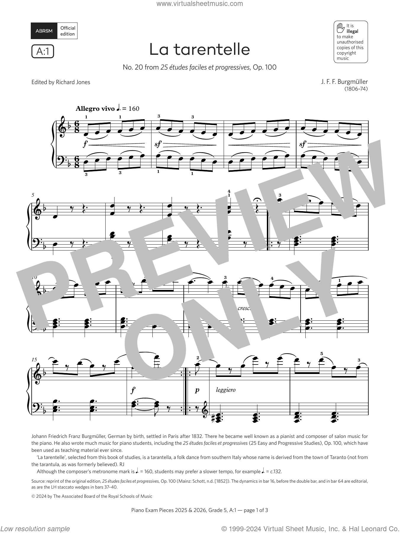 La tarentelle (Grade 5, list A1, from the ABRSM Piano Syllabus 2025 and 2026)