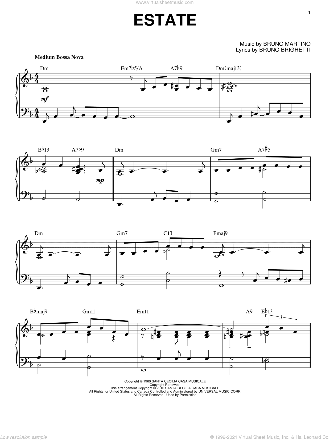 Estate [Jazz version] (arr. Brent Edstrom)