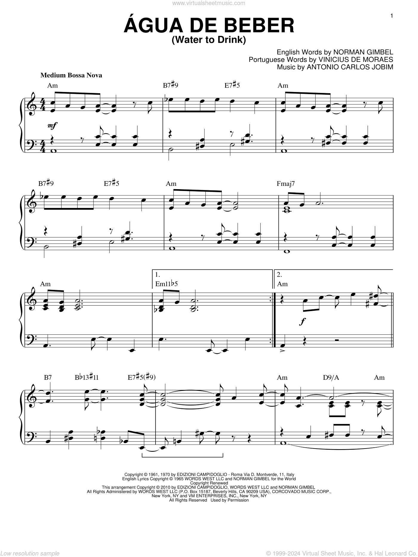 Agua De Beber (Water To Drink) [Jazz version] (arr. Brent Edstrom)