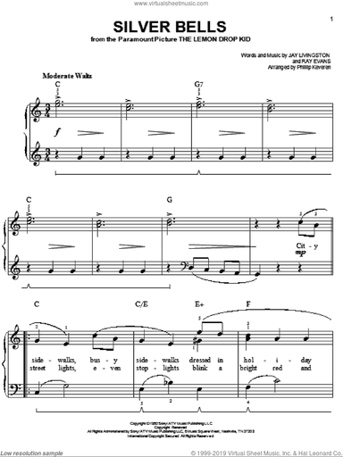 Silver Bells (arr. Phillip Keveren), (easy)