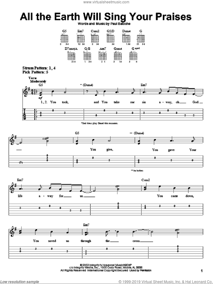 All The Earth Will Sing Your Praises