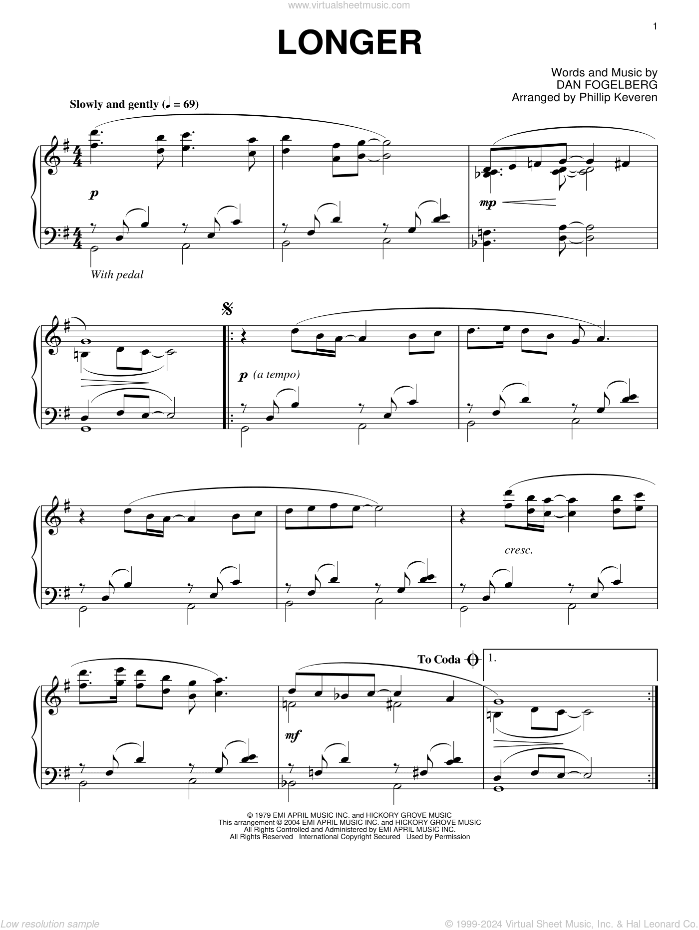 Longer (arr. Phillip Keveren)