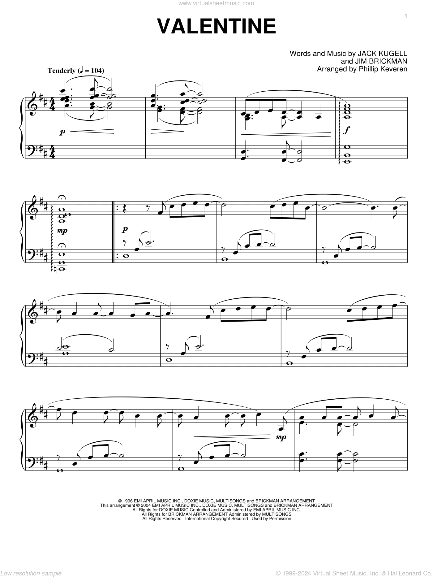 Valentine (arr. Phillip Keveren)