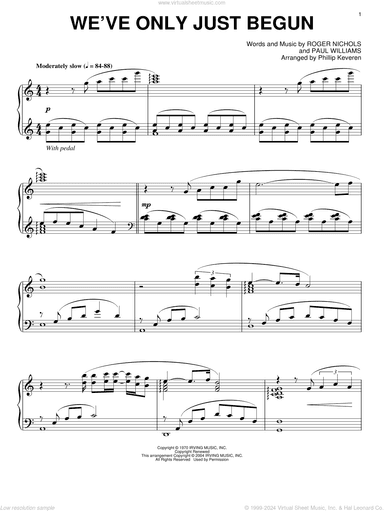 We've Only Just Begun (arr. Phillip Keveren)