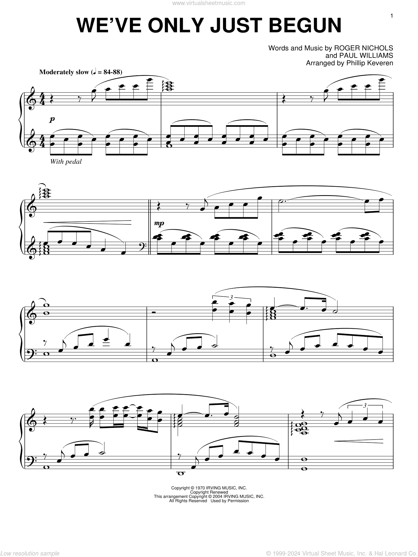 We've Only Just Begun (arr. Phillip Keveren)