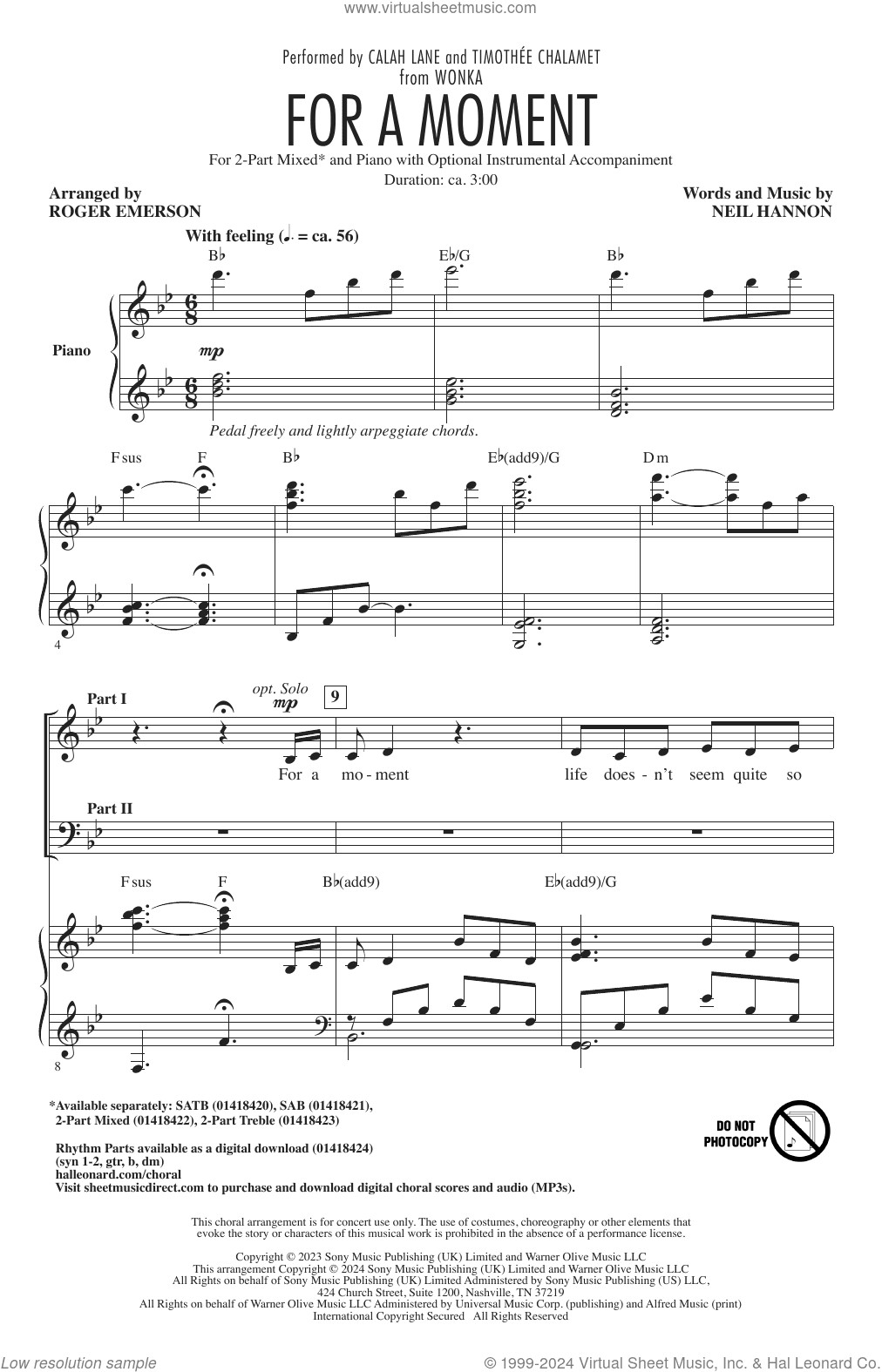 For A Moment (from Wonka) (arr. Roger Emerson)