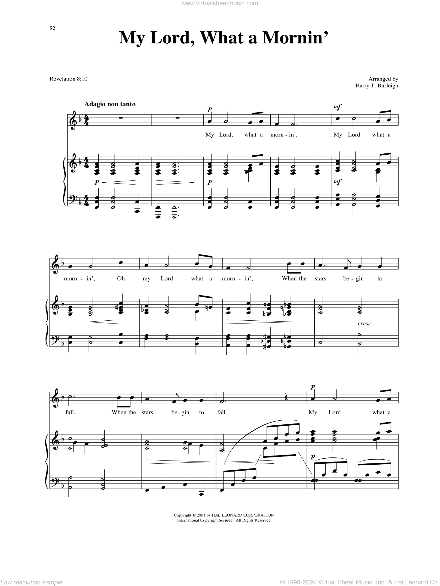 My Lord, What A Morning (arr. Richard Walters) (High Voice)