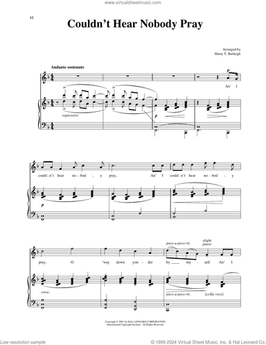 I Couldn't Hear Nobody Pray (arr. Richard Walters) (High Voice)