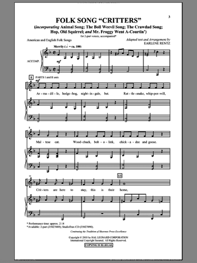 Folk Song "Critters"