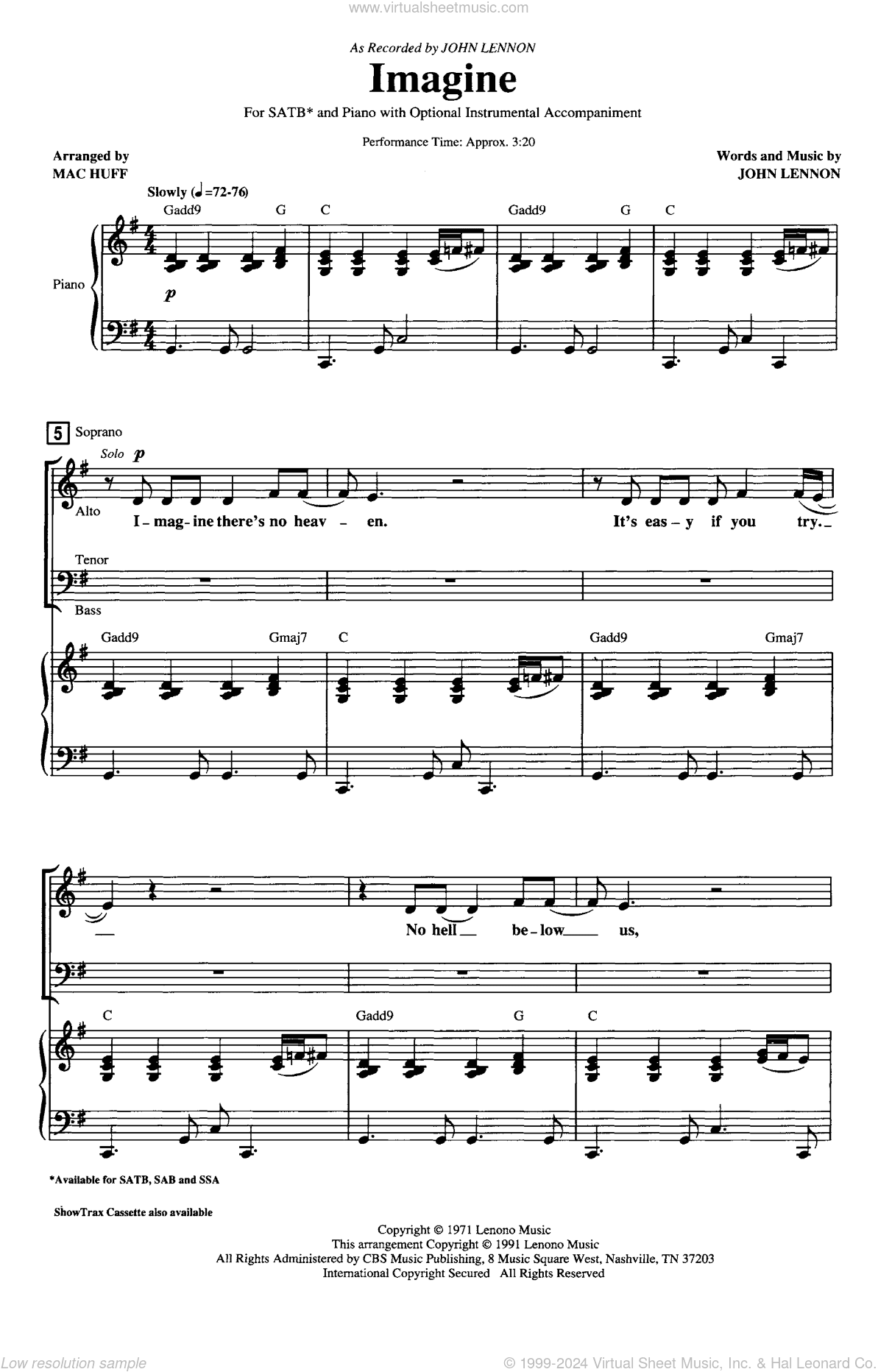 Imagine (arr. Mac Huff)