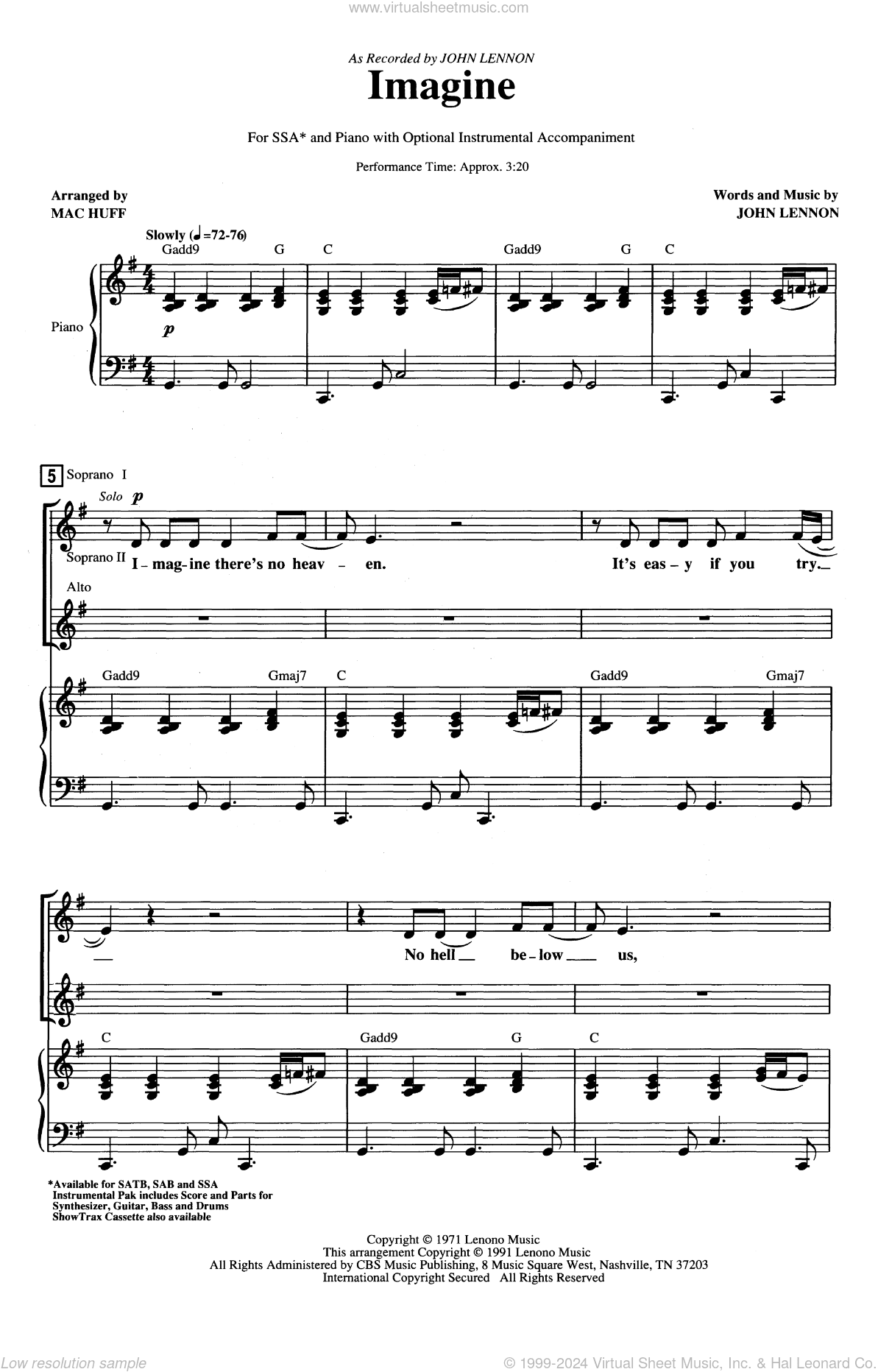 Imagine (arr. Mac Huff)