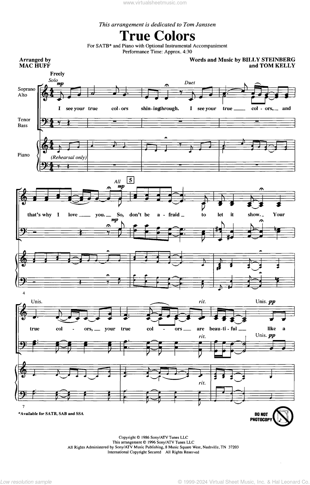True Colors (arr. Mac Huff)