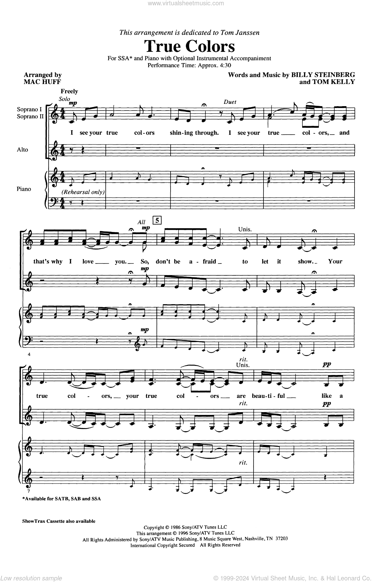 True Colors (arr. Mac Huff)