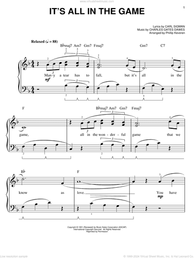 It's All In The Game (arr. Phillip Keveren)