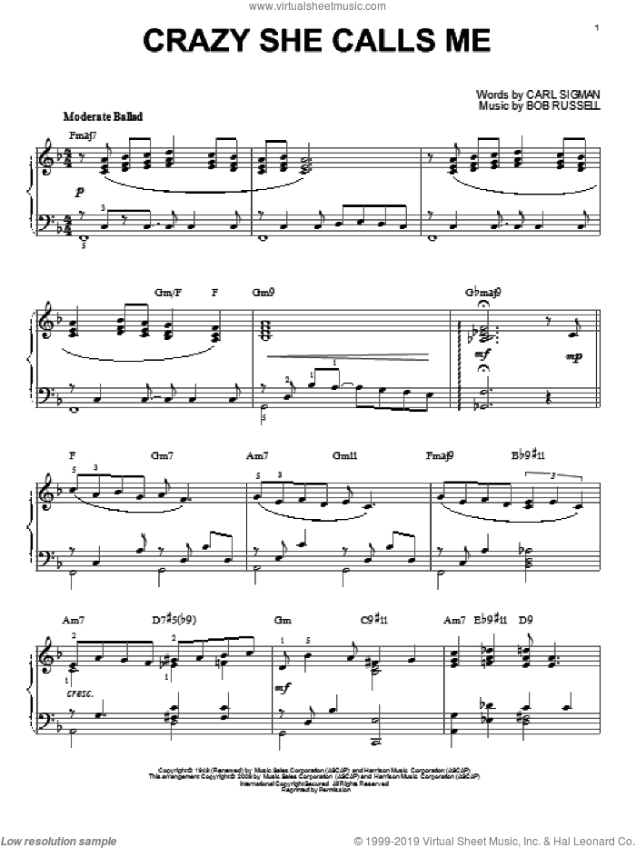 Crazy She Calls Me [Jazz version] (arr. Brent Edstrom)