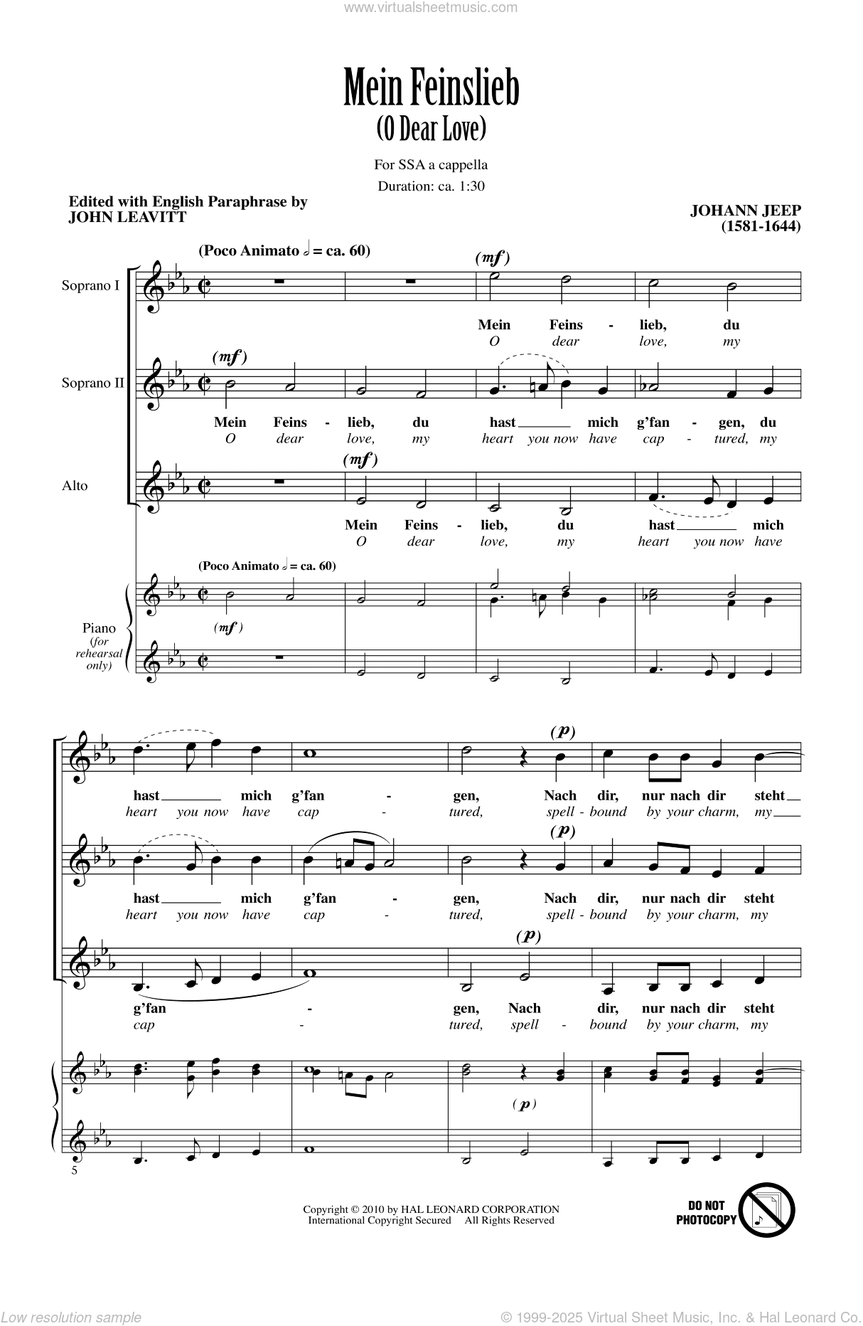 O Dear Love (Mein Feinslieb)