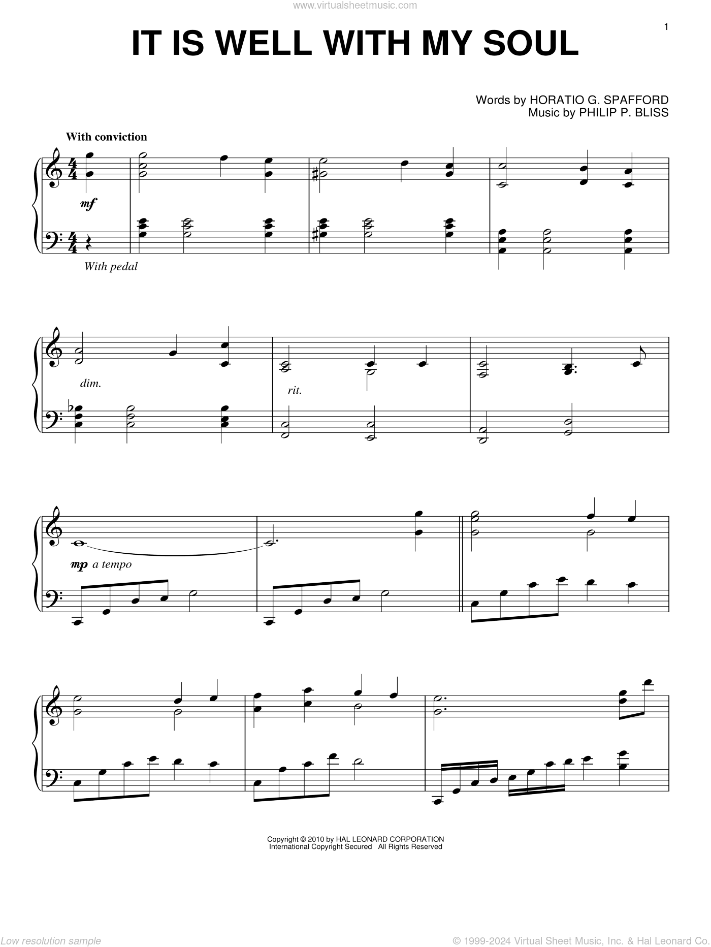 It Is Well With My Soul, (intermediate)