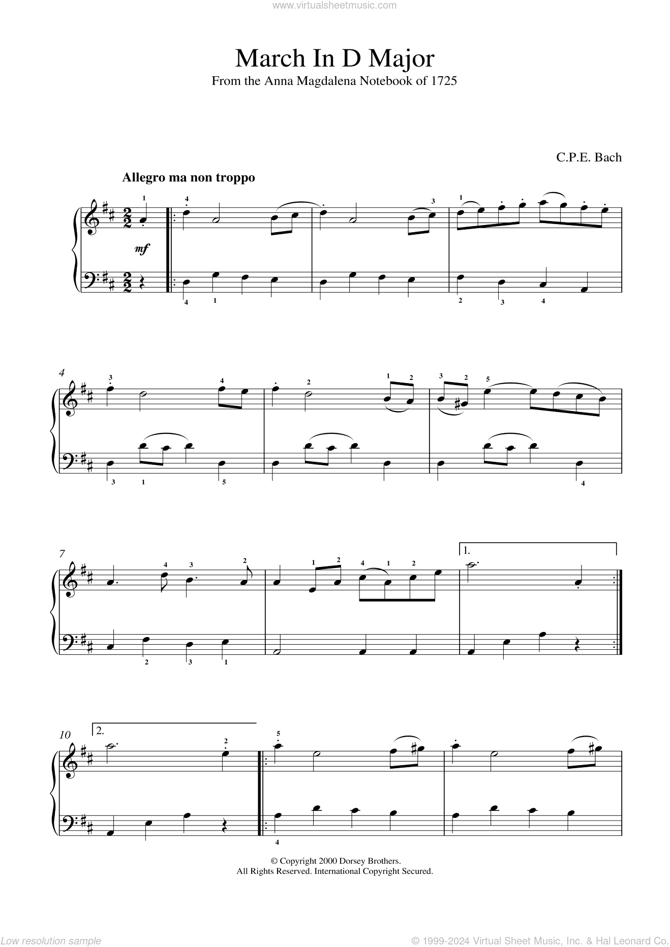 March In D Major, BWV App. 122