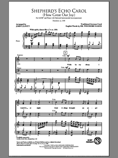 Shepherd's Echo Carol (How Great Our Joy) (arr. John Leavitt)