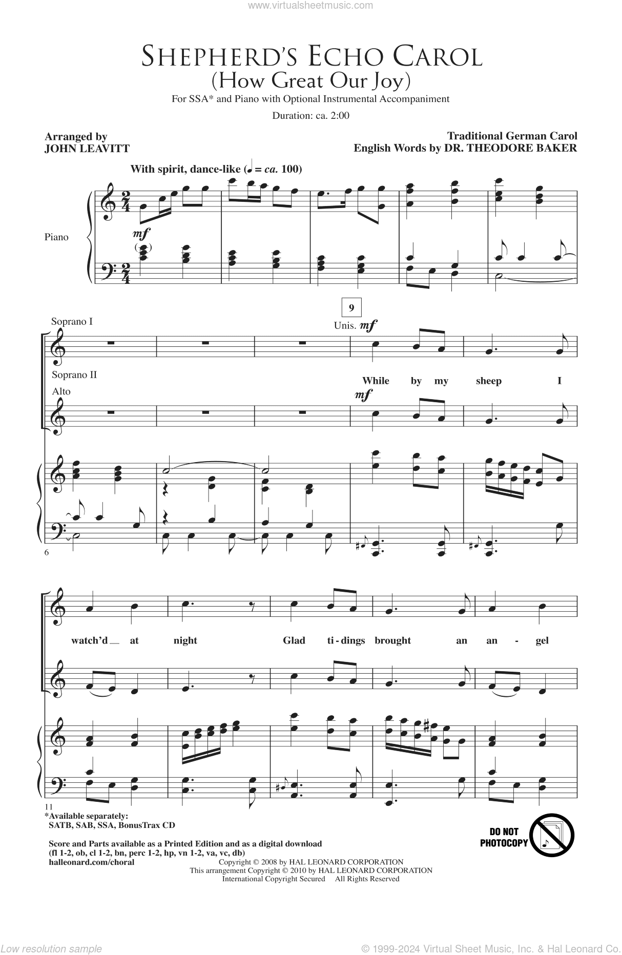 Shepherd's Echo Carol (How Great Our Joy) (arr. John Leavitt)