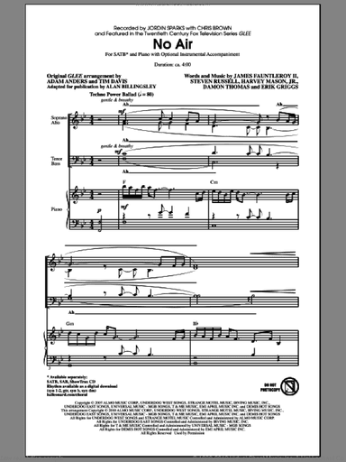 No Air (from Glee) (adapt. Alan Billingsley)
