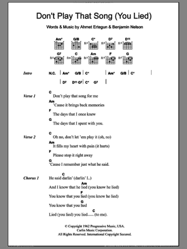 Don't Play That Song (You Lied)