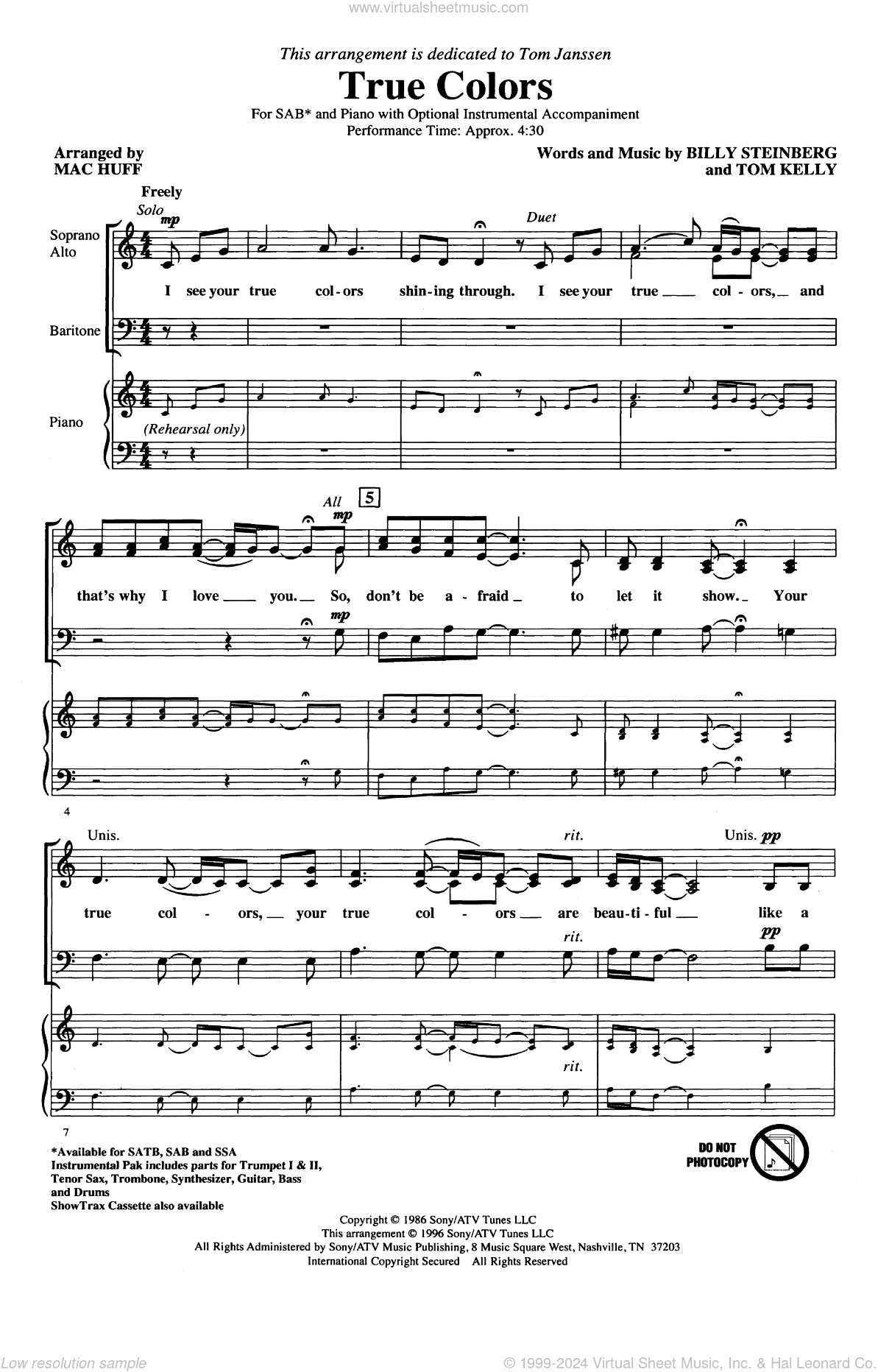 True Colors (arr. Mac Huff)