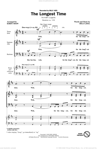 The Longest Time (SAB with Tenor Solo) (arr. Kirby Shaw)