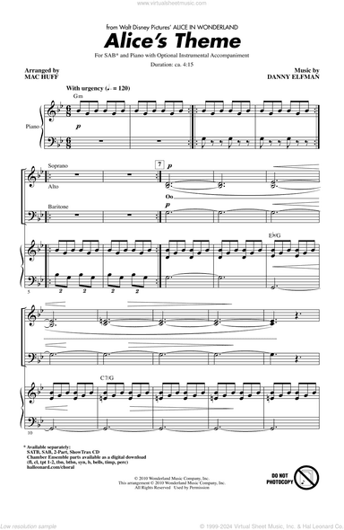 Alice's Theme (from Alice In Wonderland) (arr. Mac Huff)