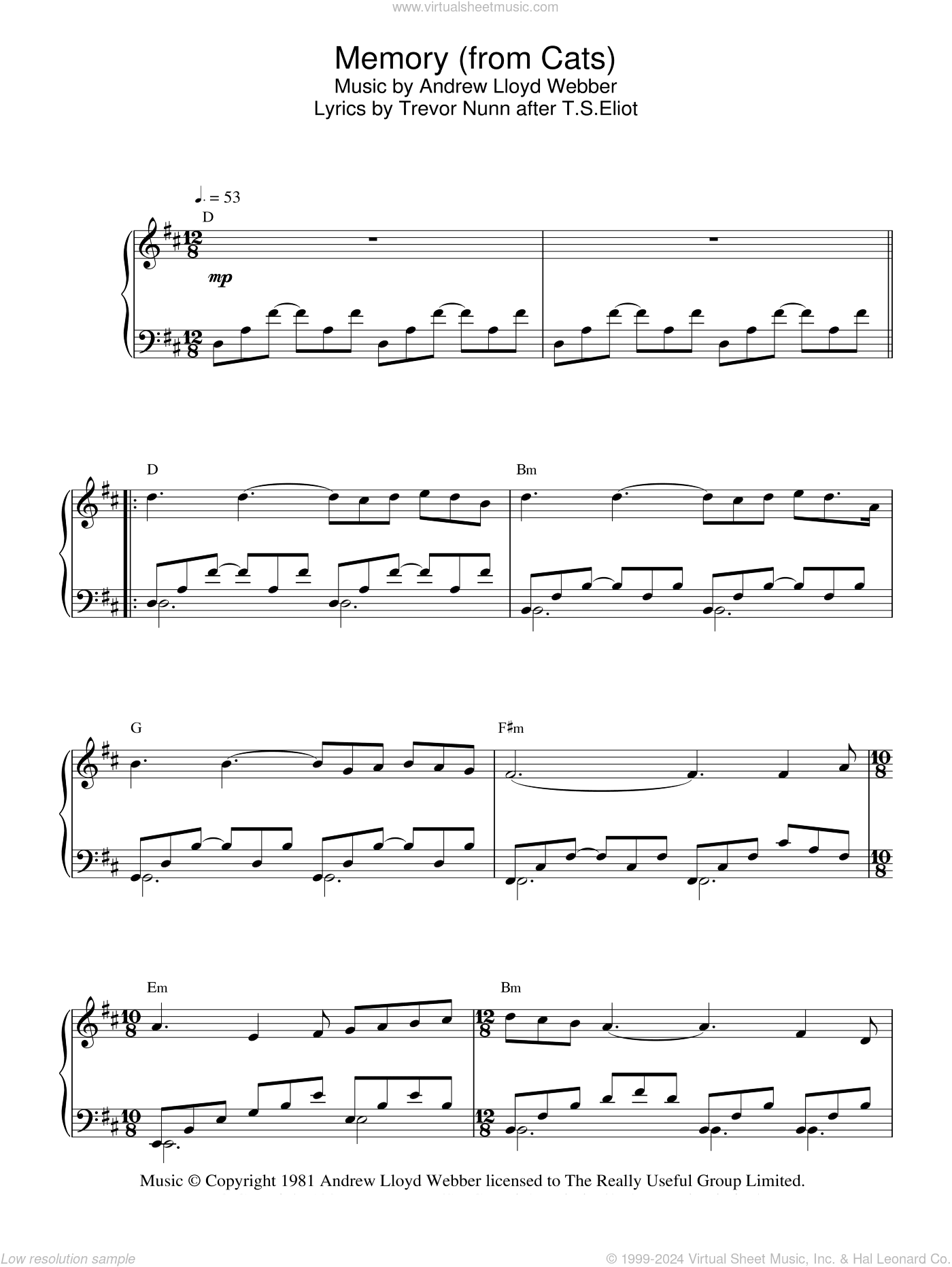 Memory (from Cats), (intermediate) (from Cats)