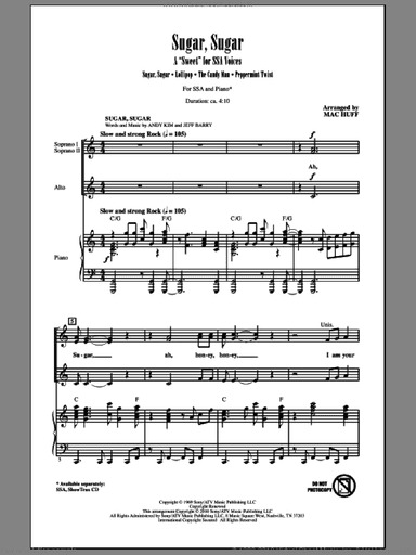 Sugar, Sugar - A "Sweet" For SSA Voices (Medley)