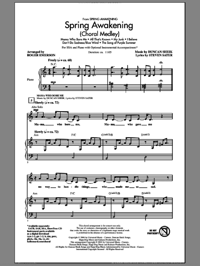 Spring Awakening (Choral Medley)