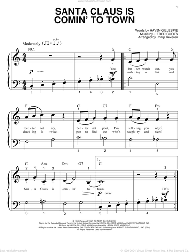 Santa Claus Is Comin' To Town (arr. Phillip Keveren)