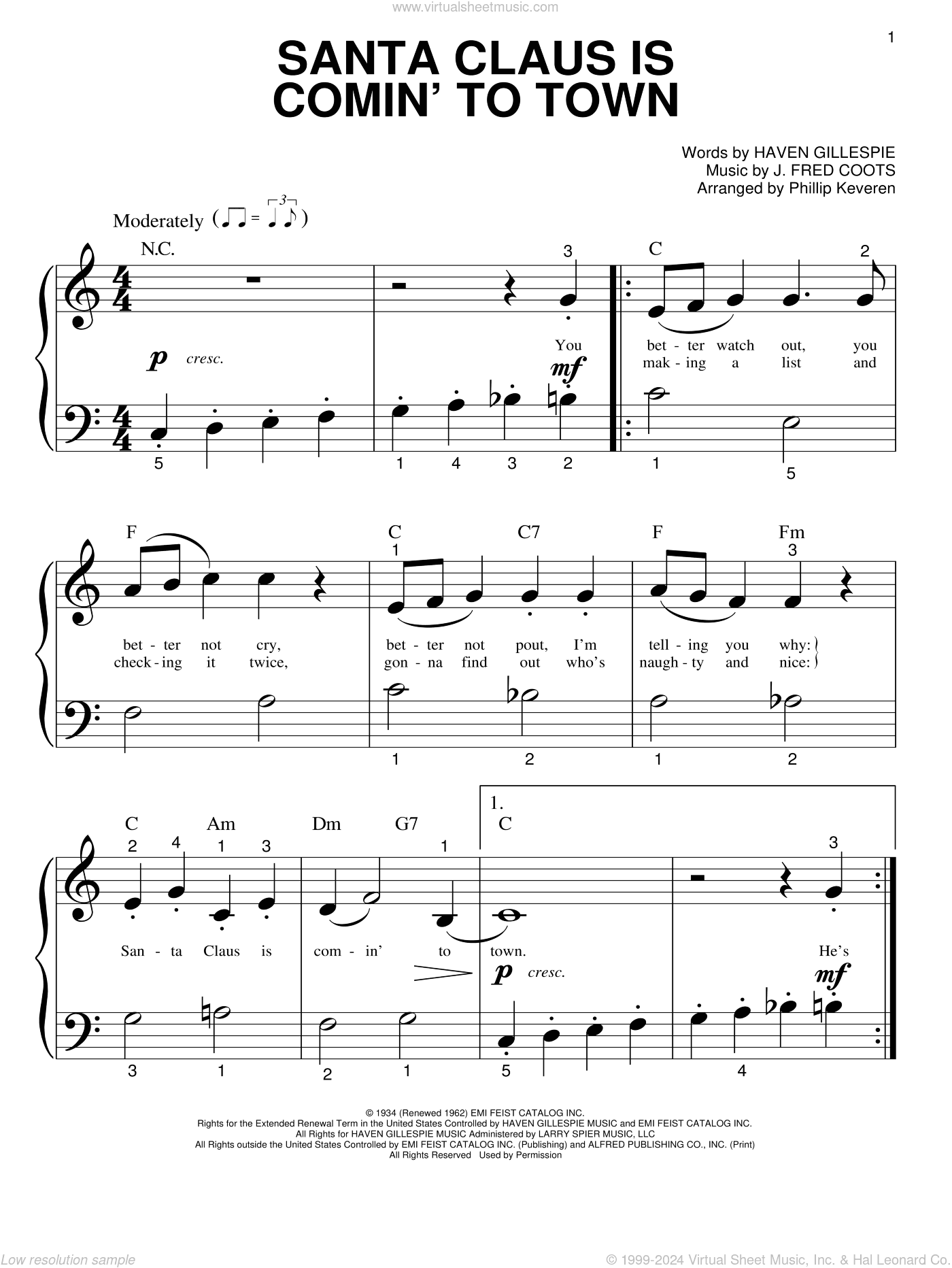 Santa Claus Is Comin' To Town (arr. Phillip Keveren)