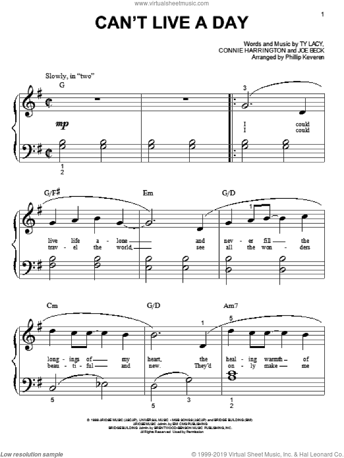 Can't Live A Day (arr. Phillip Keveren)