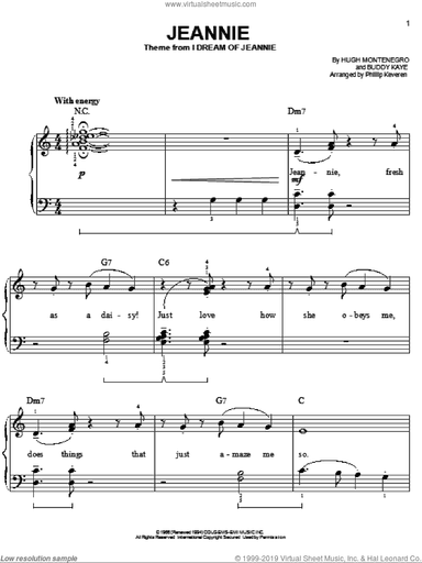 Jeannie (arr. Phillip Keveren), (easy)