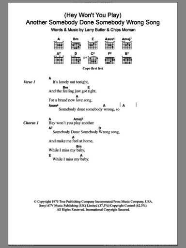 (Hey, Won't You Play) Another Somebody Done Somebody Wrong Song