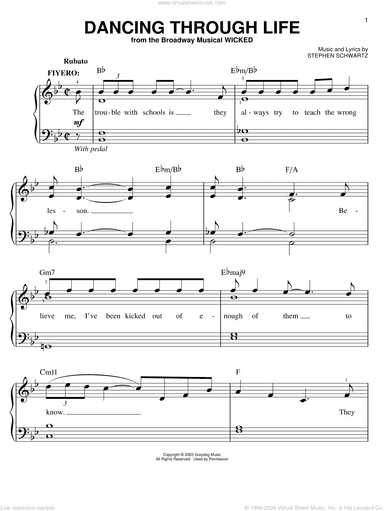 Dancing Through Life (from Wicked), (easy)