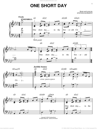 One Short Day (from Wicked)