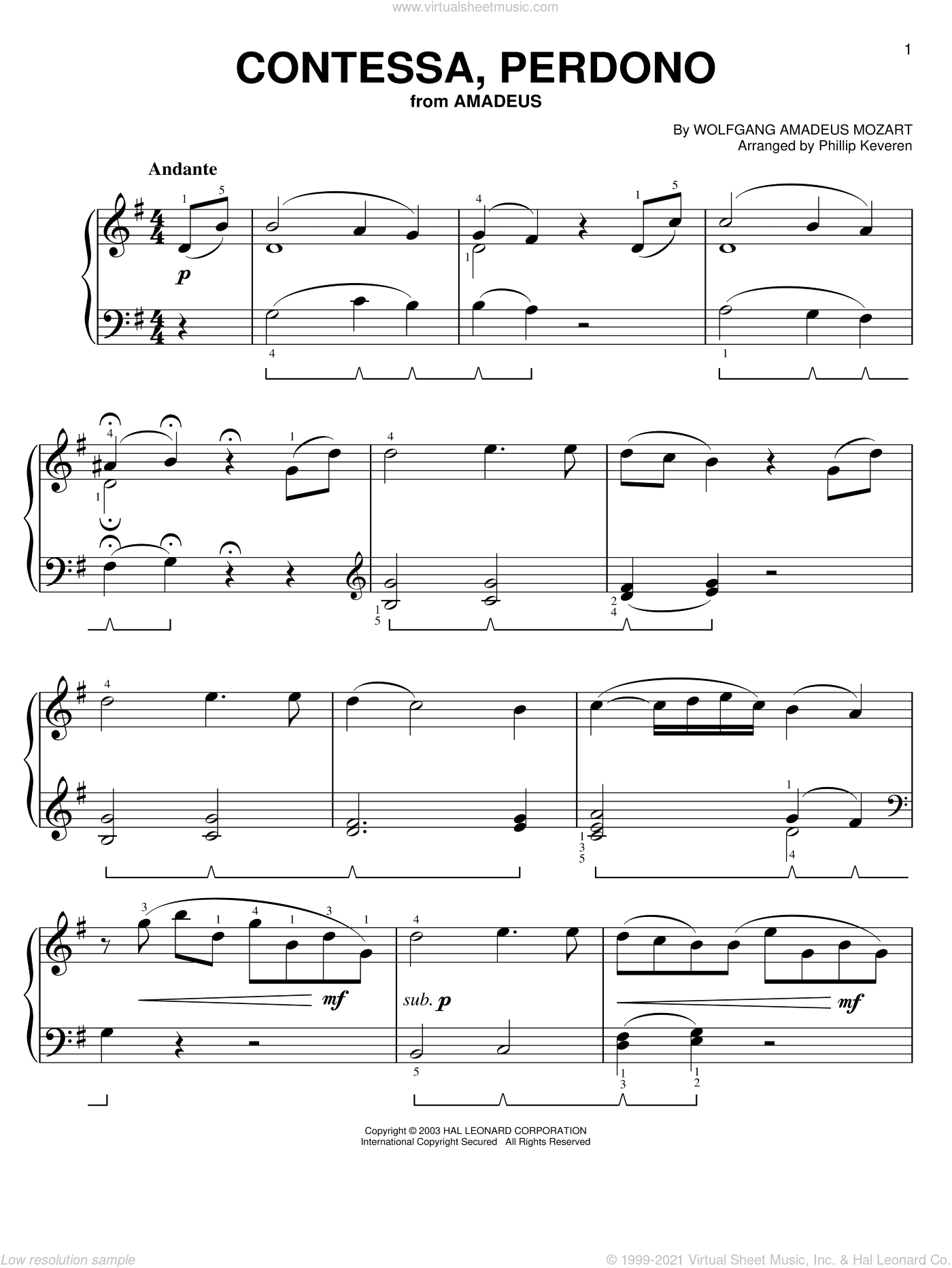 Contessa Perdono (from Amadeus) (arr. Phillip Keveren)