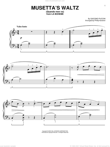 Musetta's Waltz (Quando Men Vo) (from Moonstruck) (arr. Phillip Keveren)