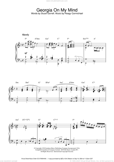Georgia On My Mind, (intermediate)