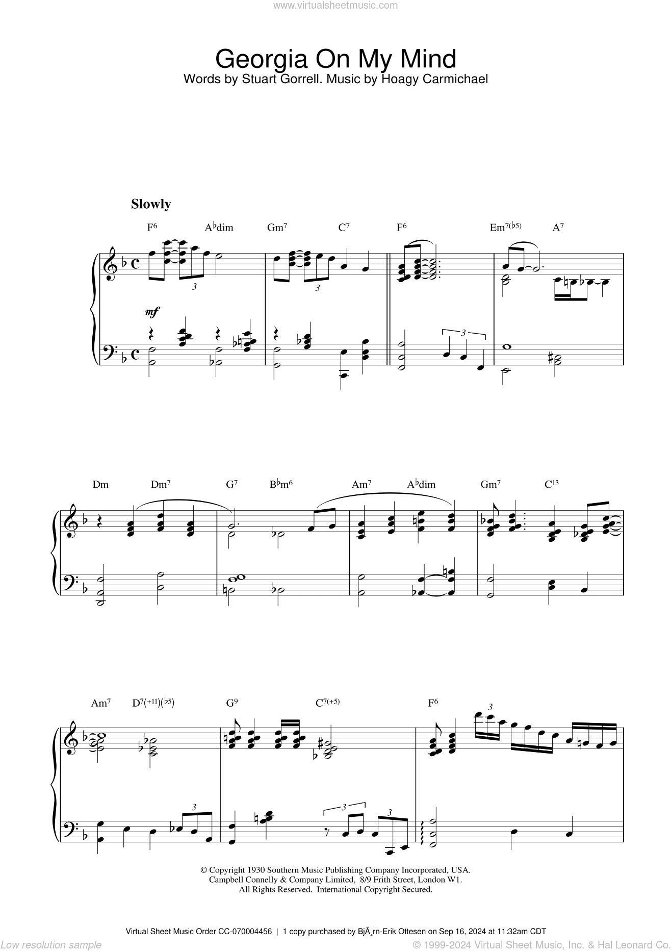 Georgia On My Mind, (intermediate)