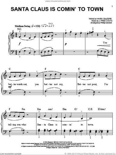 Santa Claus Is Comin' To Town [Jazz version] (arr. Phillip Keveren)