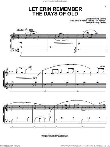 Let Erin Remember The Days Of Old (arr. Phillip Keveren)